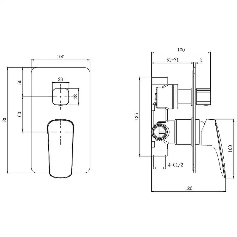 Душевая система Aquatek Вега AQ1074MB для душа без излива, встраиваемая с верхним душем, Черный матовый фото 8