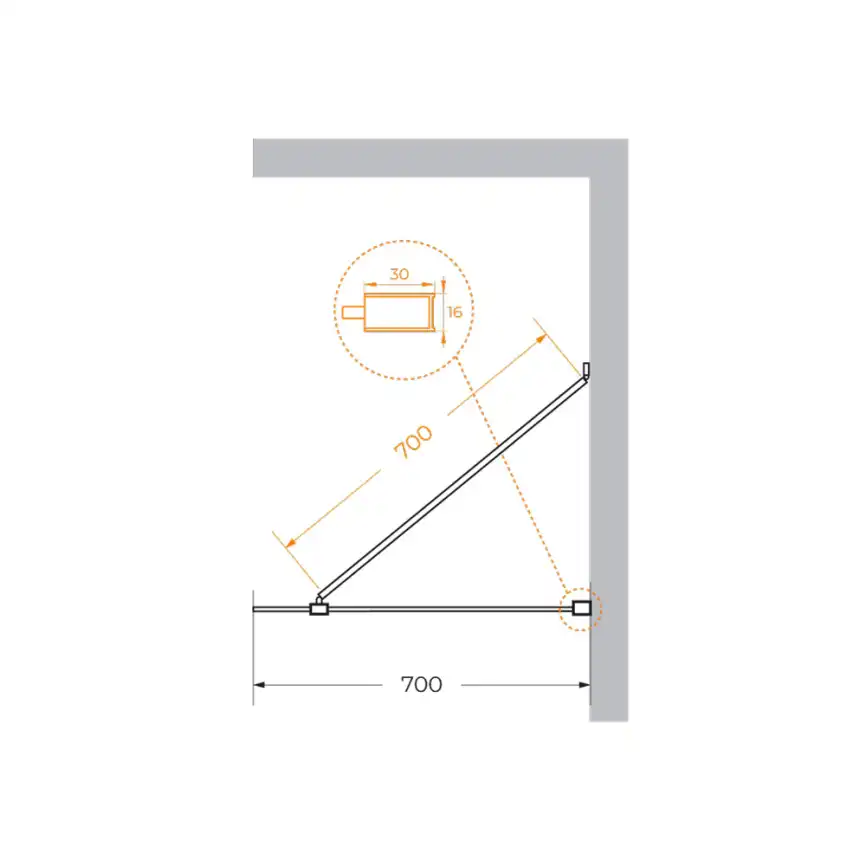 Душевая перегородка универсальная CEZARES LIBERTA-L-1-TB-70-C-Cr стекло Прозрачное, профиль Хром фото 6