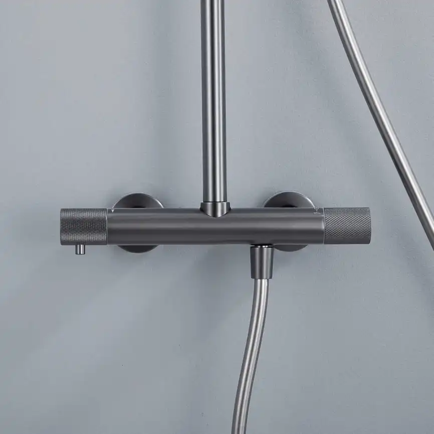 Душевая система  Vincea Desire VSFS-1D0TGM VSFS-1D0TGM  с термостатом, вороненая сталь фото 5