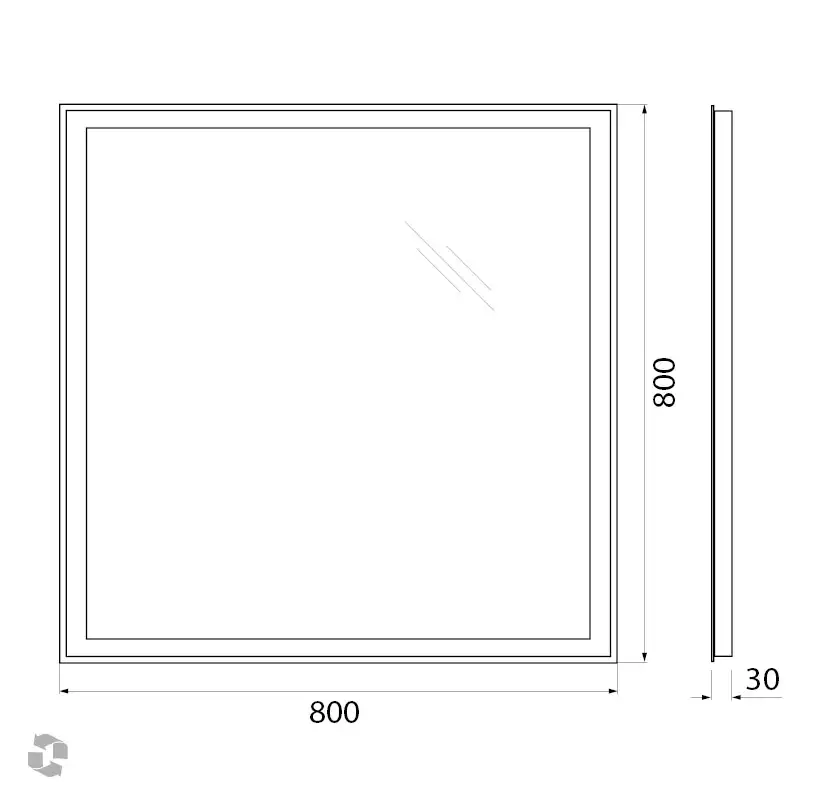 Зеркало BelBagno SPC-GRT 80х80 SPC-GRT-800-800-LED-BTN с подстветкой, кнопочный выключатель фото 8