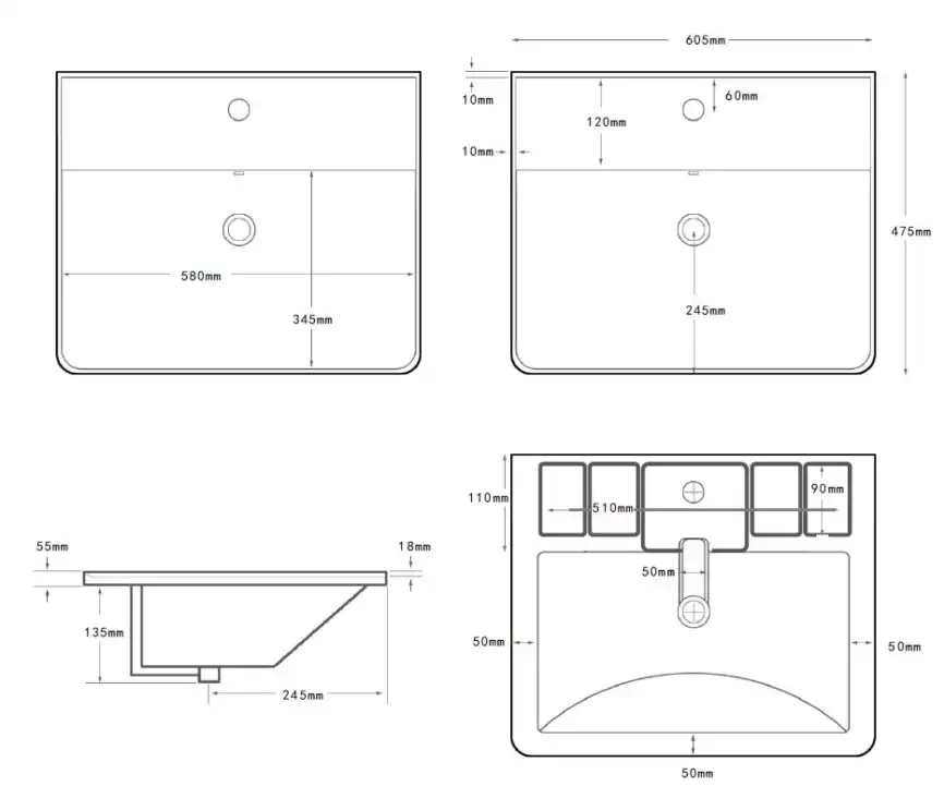 Раковина Aquanet Ирис-Т 60, белая, 346264 фото 2