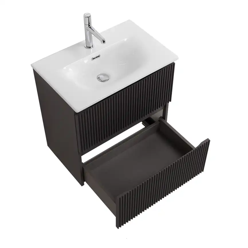 Тумба под раковину BelBagno UNO-MINI-600-2C-SO-GSO подвесная, Темно-Серый Матовый фото 4