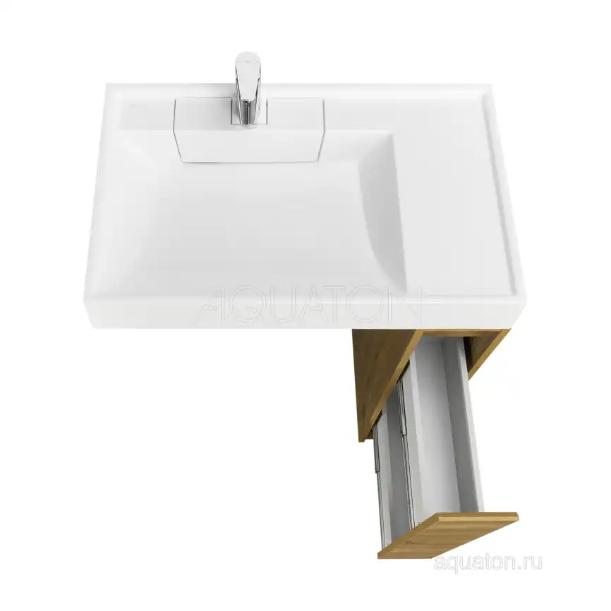 Тумба под раковину Aquaton Лондри 80 под стиральную машину без фасада 1A267101LHDR0 напольная цвет, дуб рустикальный фото 4