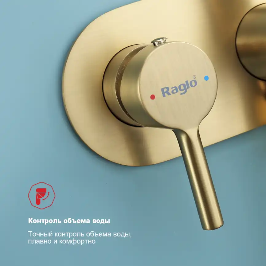 Смеситель с гигиеническим душем Raglo R20.52.03, Золото матовое фото 4