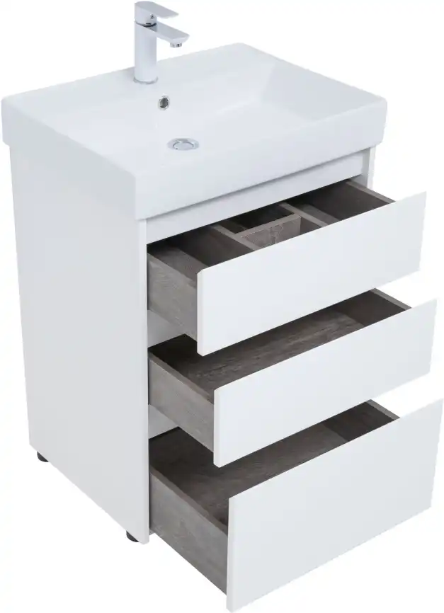 Тумба под раковину Aquanet Nova Lite 60 белый глянец (3 ящика) 302469 фото 9
