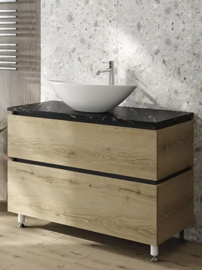 Тумба под раковину FAURAplus ТРИУМФ 100-2 напольная, дуб эльвезия фото 2