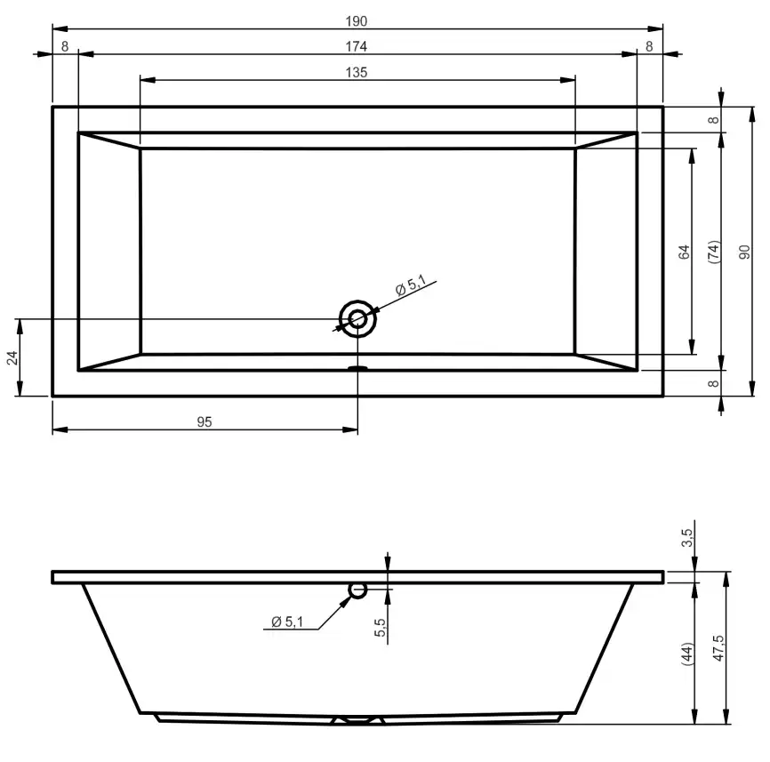 Акриловая ванна RIHO LUSSO 190х90 прямоугольная B037001005 фото 6