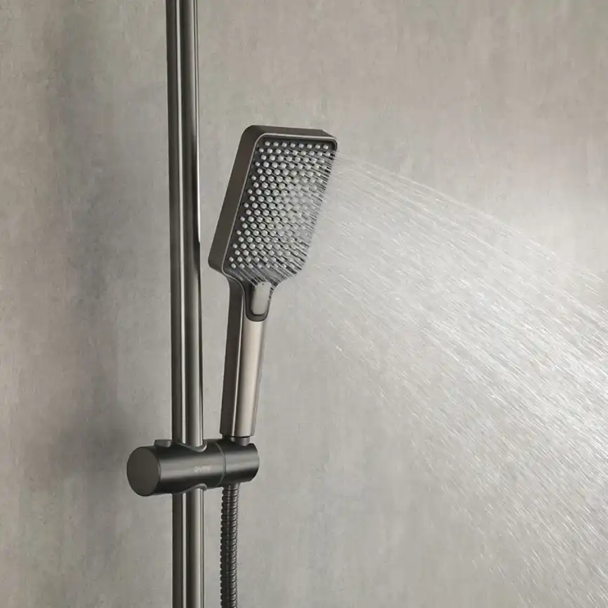 Душевая система Gappo G2491-9 с тропическим душем и термостатом, Оружейная сталь фото 3