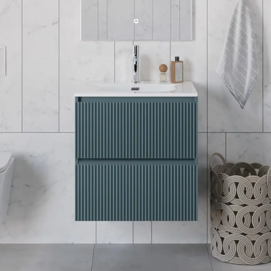 Тумба под раковину BelBagno UNO-600-2C-SO-AO подвесная, Голубой Матовый фото 11