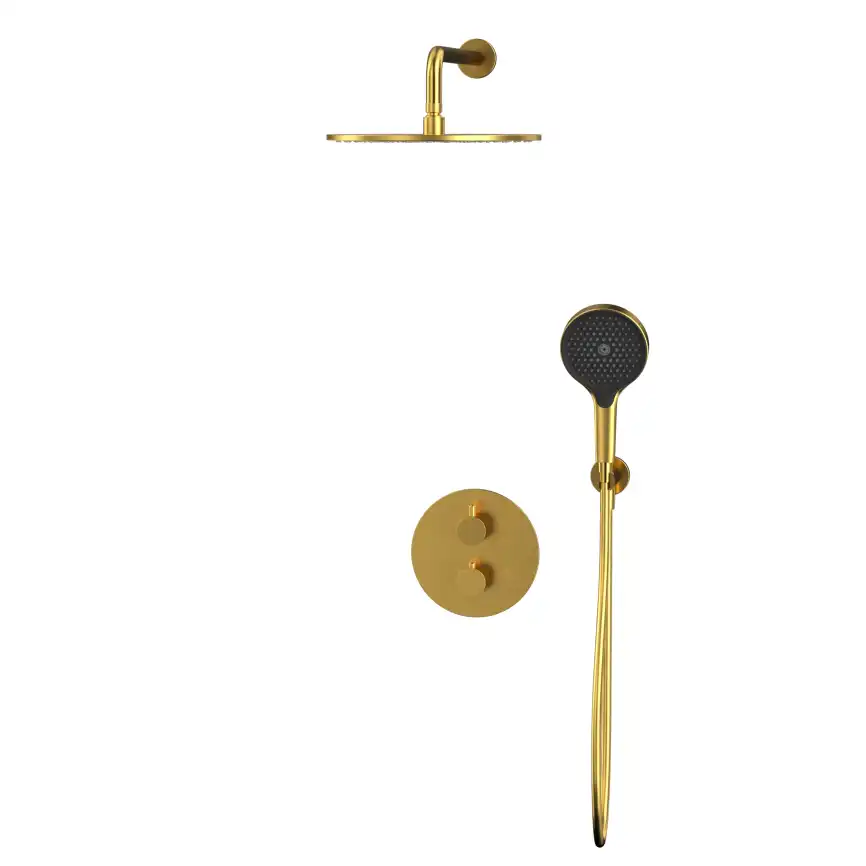 Душевая система для душа WHITECROSS Y brushed gold YSET08TOPGLB, термостатическая, скрытого монтажа, Золото брашированное фото 2