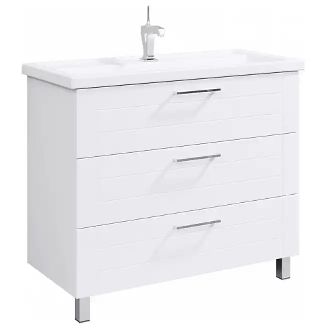 Тумба с раковиной напольная Aqwella Manchester 100 см, MAN01103, цвет Белый фото 1