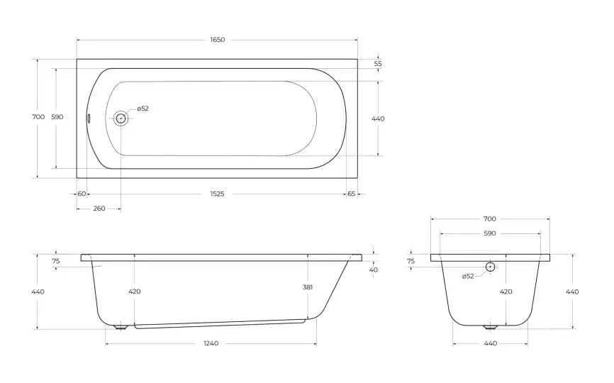Акриловая ванна CEZARES ECO-165-70-41-W37 фото 11