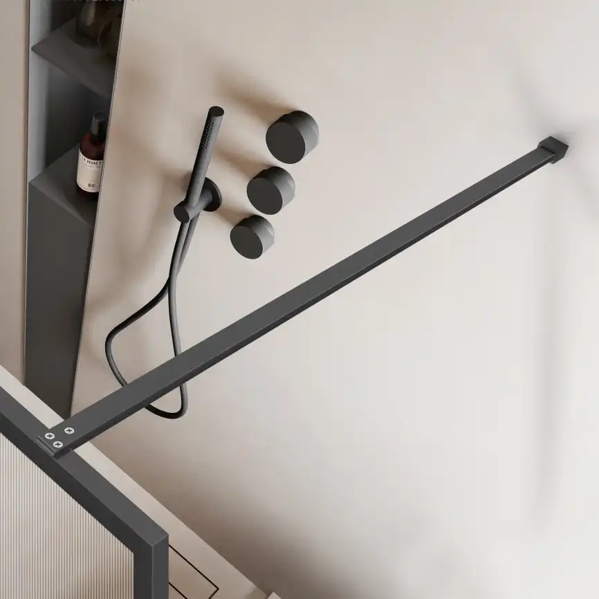 Душевая перегородка Vincea Walk in HP Art 90 VSW-1HP900FLGM, профиль вороненая сталь, стекло рифленое фото 3