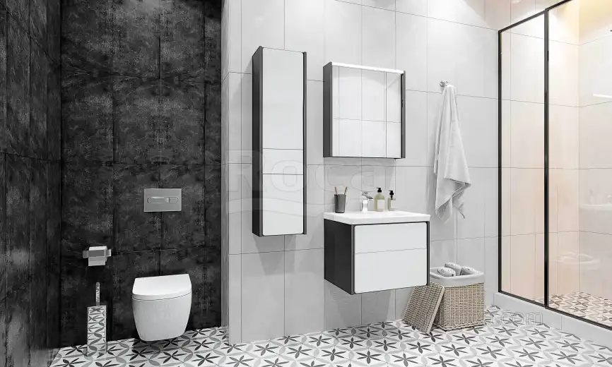 Тумбы под раковину Roca Ronda 60 ZRU9302963 подвесная, цвет, Белый глянец / Антрацит фото 3