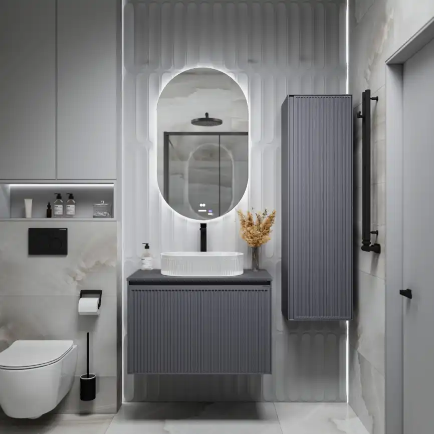 Тумба под раковину Grossman Кристалл 80 подвесная, графит матовый (108043) фото 8