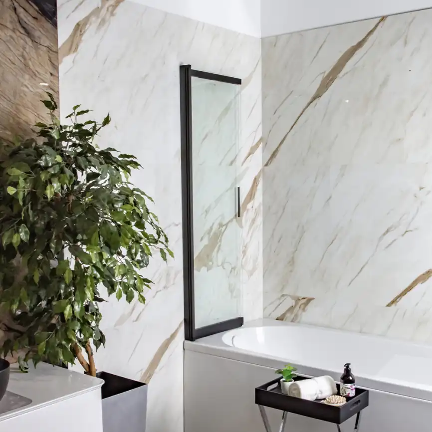 Шторка на ванну AVS Слайдер Плюс 80 профиль черный, стекло прозрачное, 803-0011-150-82-BM-T фото 7