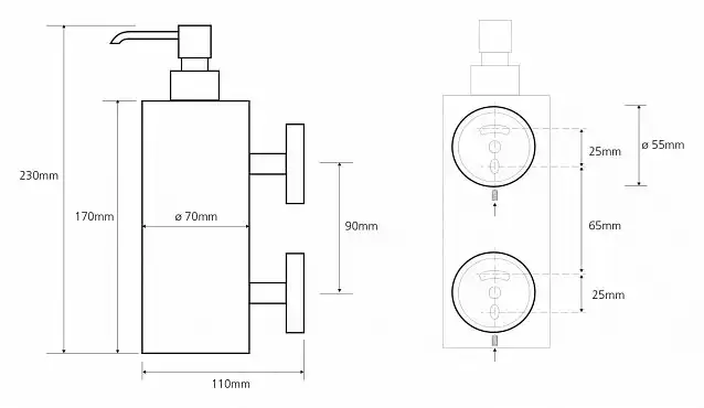 Настенный дозатор для жидкого мыла 2 держателя 7 см BEMETA OMEGA хром 104109032 фото 2