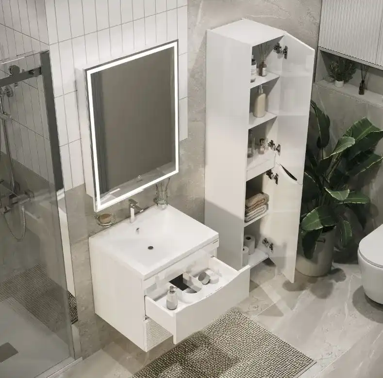 Шкаф-пенал для ванной Grossman Виста 30 подвесной, белый глянцевый (303069) фото 3