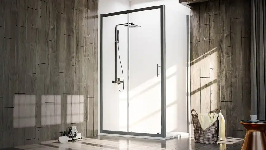 Душевой уголок Veconi Rovigo RV-072B 100х90х190, профиль Черный, стекло прозрачное (RV072B-10090-01-C4) фото 2