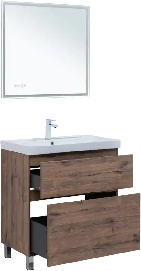 Тумба под раковину Aquanet Алвита New 80 напольная, дуб веллингтон табак, 344129 фото 11