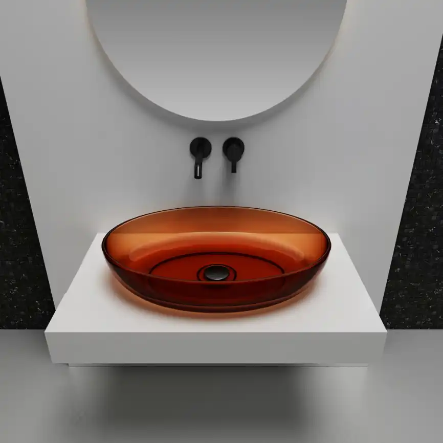 Раковина накладная ABBER KRISTALL 60х40х13 AT2801Opal, овальная, коричневая фото 3