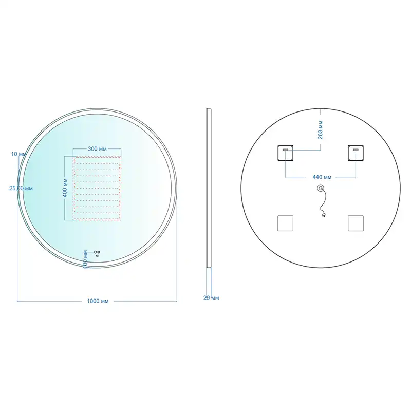 Зеркало с подсветкой AVS Тайлер 100x100 см фото 3