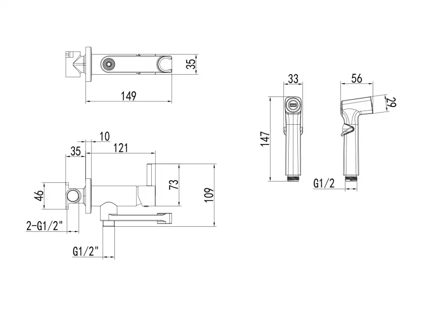Смеситель с гигиеническим душем Aquatek Ника AQ1819MB, Черный матовый фото 2