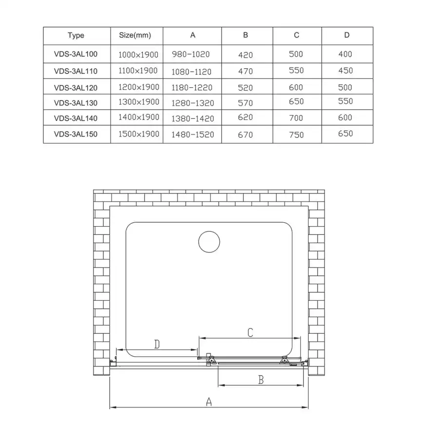 Душевая дверь Vincea Alpha 140 VDS-3AL140CLGM, раздвижная, профиль вороненая сталь, стекло прозрачное фото 8