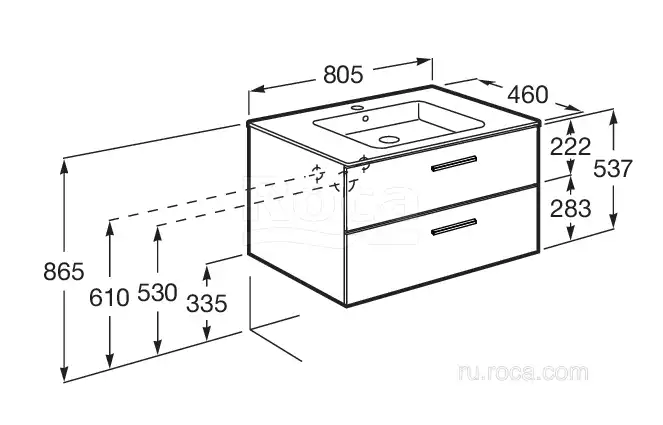 Тумбы под раковину Roca Victoria 80 A857470806 подвесная, цвет, Белый глянец фото 10