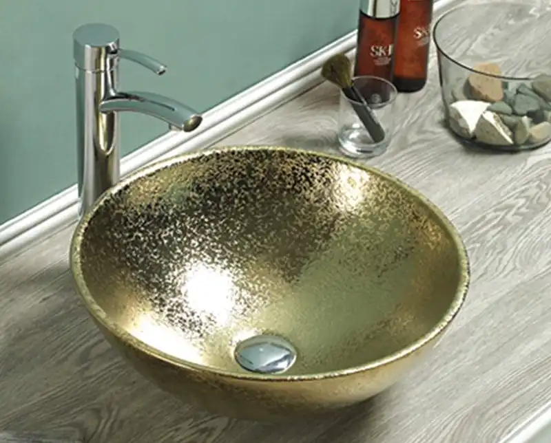 Раковина накладная CeramaLux 410х410х160 7226SJ, цвет Золото фото 1