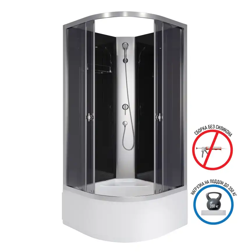 Душевая кабина Niagara Eco 100х100х195 E100/40/TN/BK высокий поддон, без гидромассажа фото 1