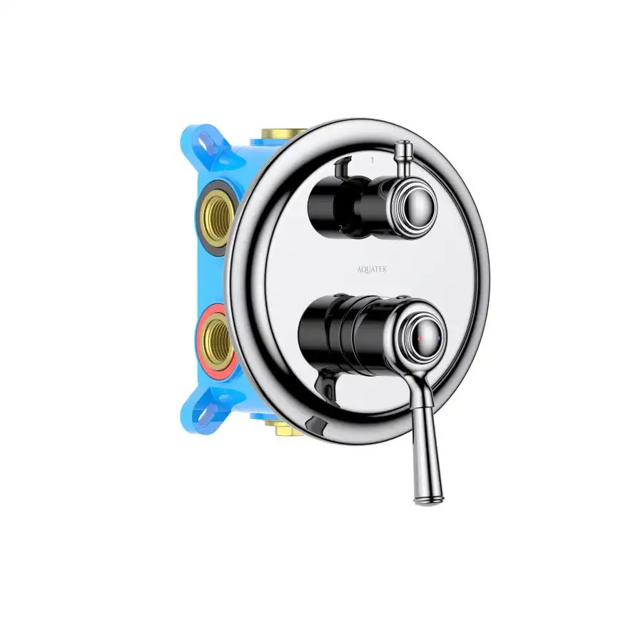Смеситель для ванны с душем Aquatek Классик AQ1547CR встраиваемый, с внутренней частью, Хром фото 1