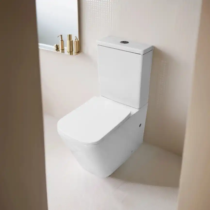 Унитаз-компакт Azario Indor AZ-T004B-R напольный, безободковый, в комплекте с бачком и сиденьем микролифт, Белый глянцевый фото 13
