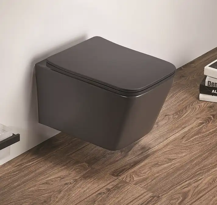 Унитаз подвесной Ceramalux 5170MDH, безободковый с сиденьем микролифт Серый матовый фото 1