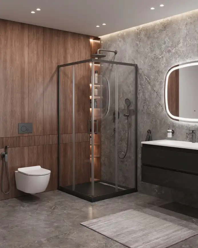 Душевой уголок CEZARES MOLVENO-A-2-100-C-GM-IV стекло Прозрачное, профиль Оружейная сталь фото 1