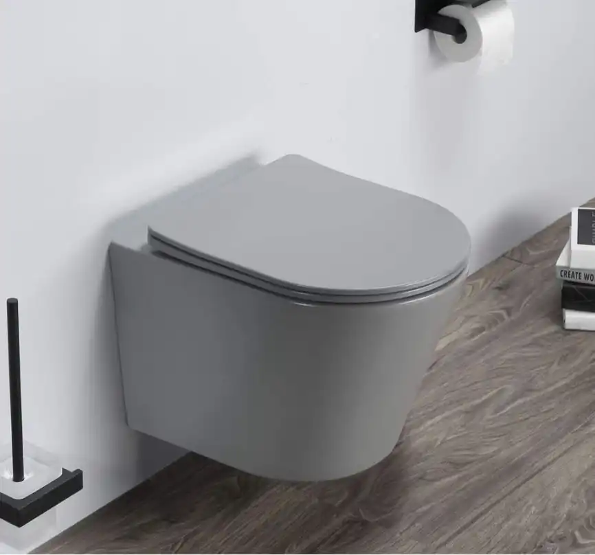 Унитаз подвесной CeramaLux B2330-3MH, безободковый с сиденьем микролифт Серый фото 1