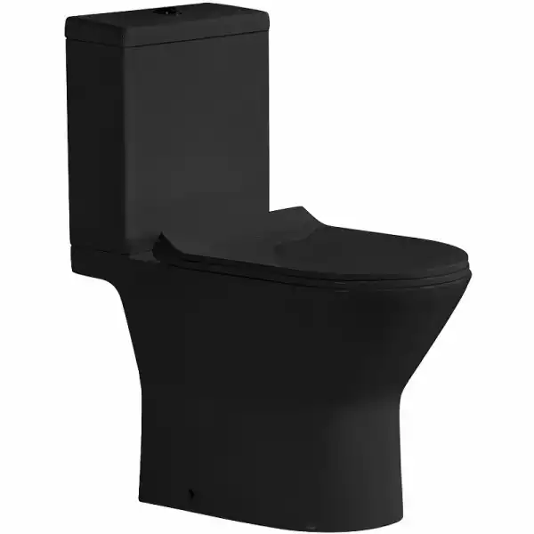 Унитаз-компакт Ceramalux 9126-18, безободковый, с бачком и сидением микролифт Черный фото 2