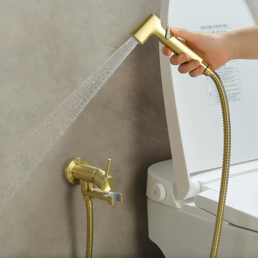 Смеситель с гигиеническим душем Aquatek Ника AQ1819BG, Золото матовое фото 9