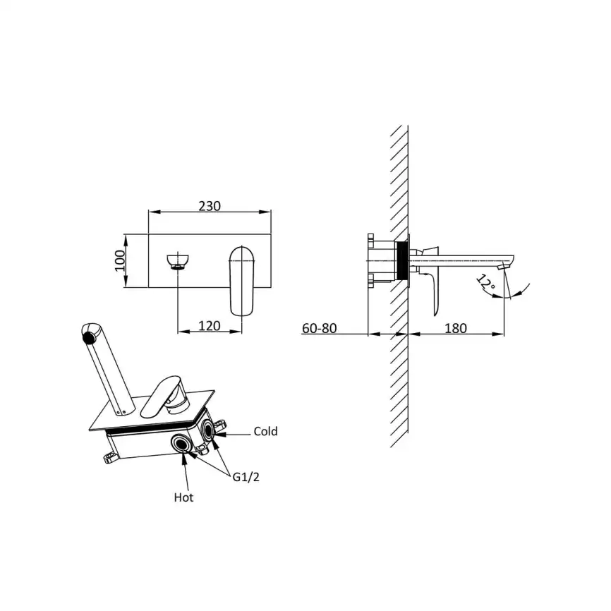 Смеситель для раковины Vincea Esse VBFW-1E1MB встраиваемый однорычажный, черный фото 3