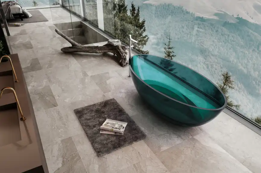 Прозрачная ванна ABBER Kristall AT9702Aquamarin 180х85 бирюзовая фото 3