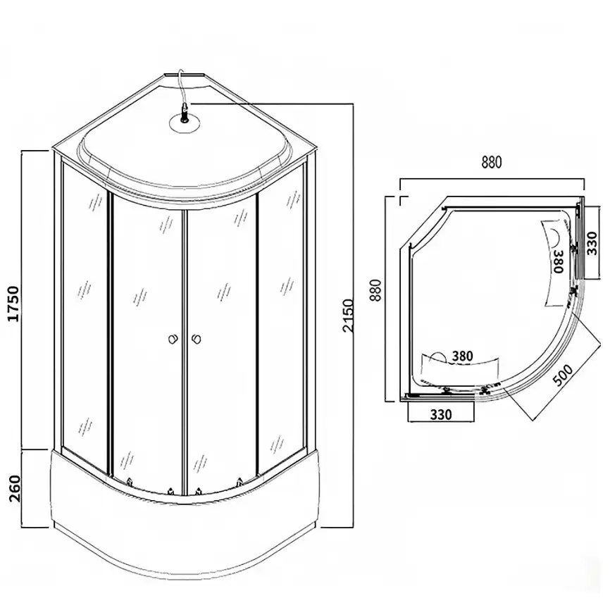 Душевая кабина Loranto 90х90, средний поддон, Матовое стекло, CS-985TM/W-90 фото 3