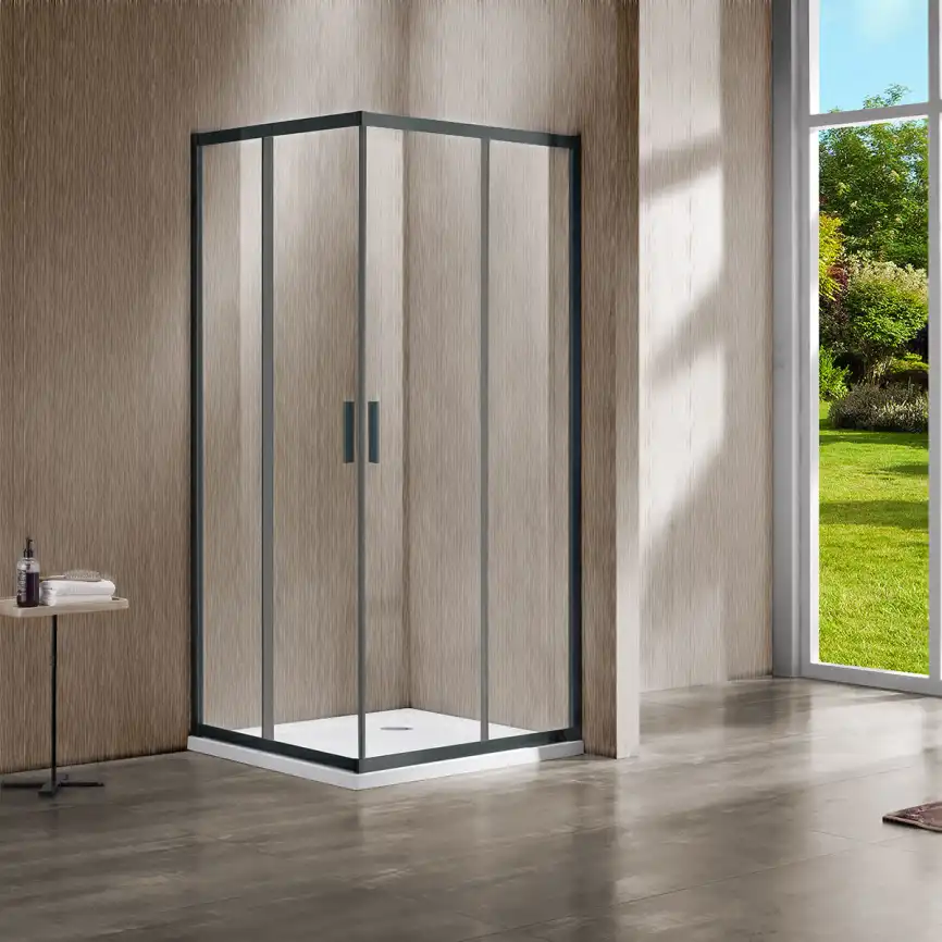 Душевой уголок Vincea Garda 120х110 VSS-1G1112CLGM, дверь раздвижная, профиль вороненая сталь, стекло прозрачное фото 1