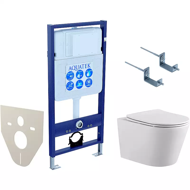 Комплект унитаза с инсталляцией Aquatek Set Aquatek Вега-KKI2 с сиденьем Микролифт фото 1
