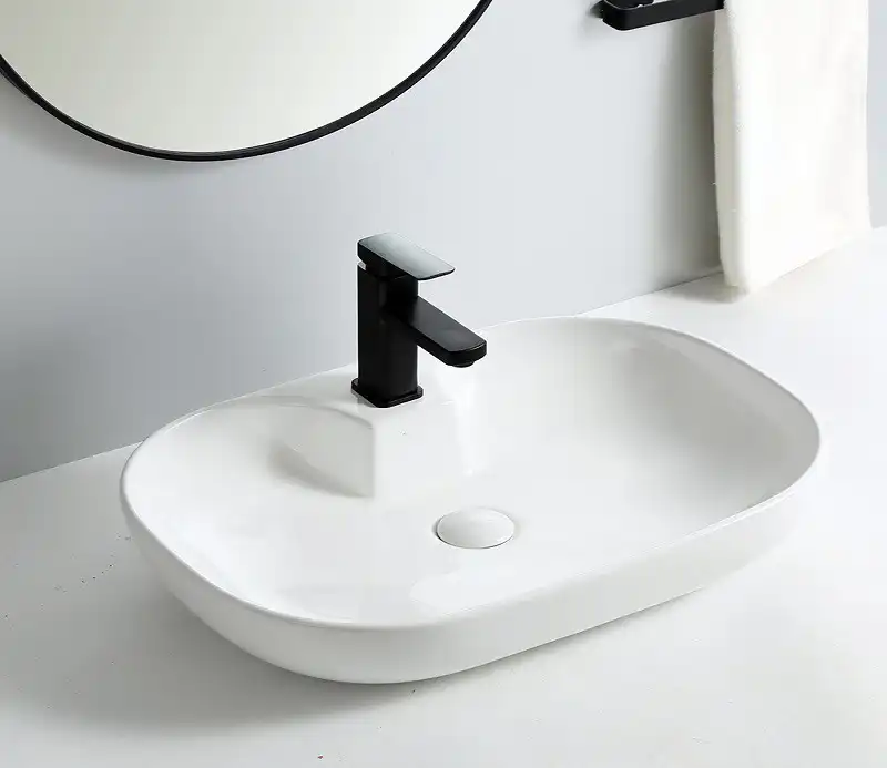 Раковина накладная CeramaLux 620х420х125 9446, цвет Белый фото 1