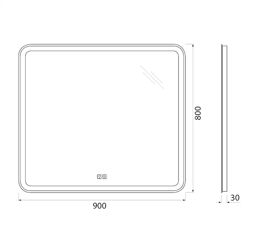 Зеркало BelBagno MARINO 90х80 SPC-MAR-900-800-LED-TCH-WARM с подстветкой, сенсорный выключатель, с подогревом фото 9