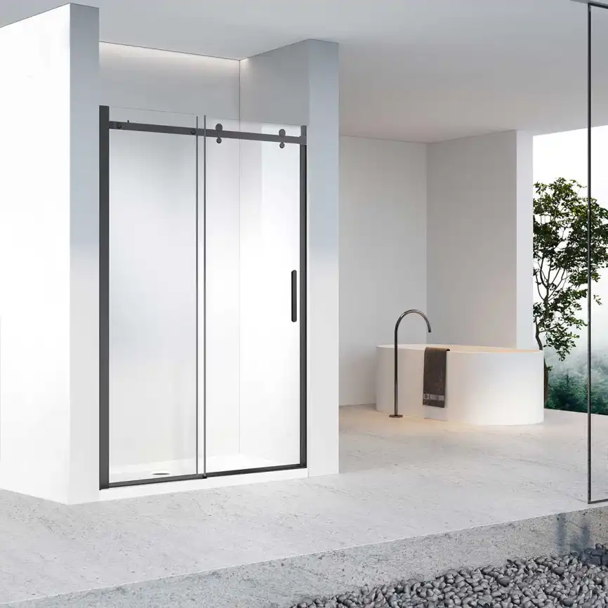 Душевая дверь Vincea Como-N 160 VDS-4CN160CLB, раздвижная, профиль черный, стекло прозрачное фото 1