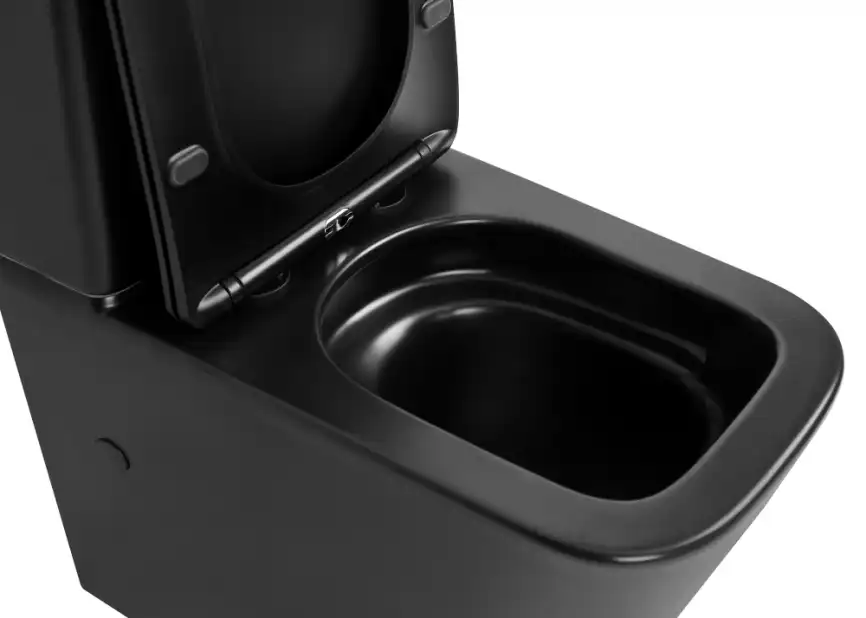 Унитаз-компакт ABBER Rechteck AC1210TMB черный матовый, безободковый, с бачком и сиденьем икролифт, смыв торнадо фото 6