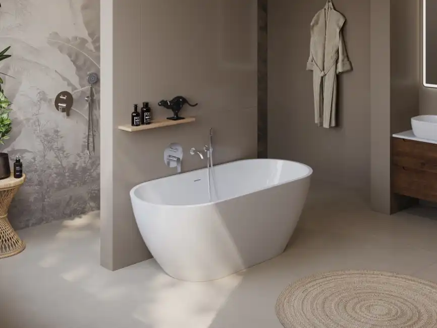Акриловая ванна BELBAGNO UNO 150х73 BB701-1500-730-K, отдельностоящая, Белая глянцевая фото 7