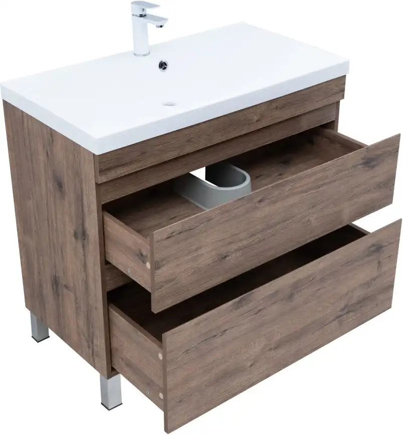 Тумба под раковину Aquanet Нота New 90 напольная, дуб веллингтон табак, 344145 фото 4