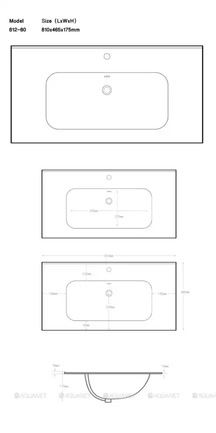 Раковина Aquanet Flat 80 254364 прямоугольная, Белая глянцевая фото 7